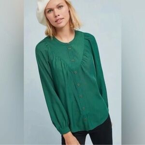 Maeve Emerald Button-Up Blouse